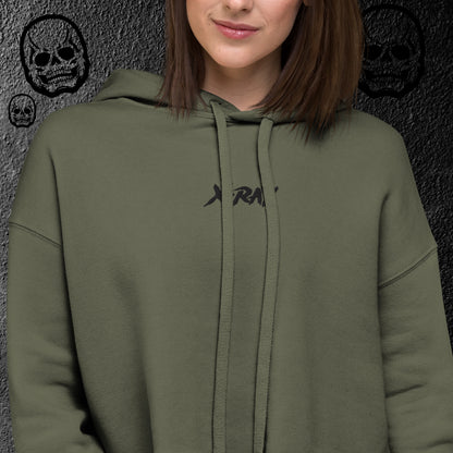 Women's Embroidered Raw Cropped Hoodie