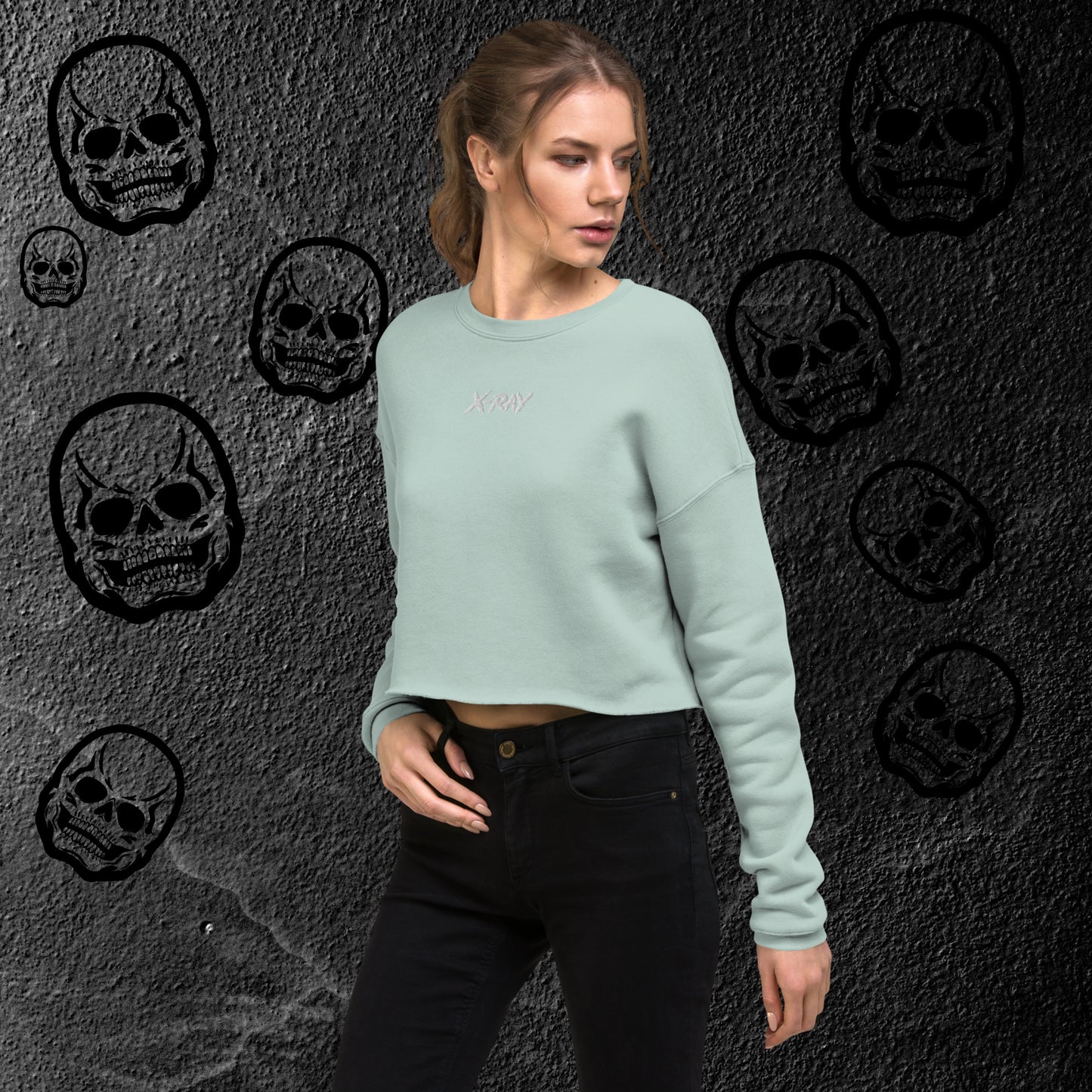 Women's Embroidered Cropped Sweatshirt