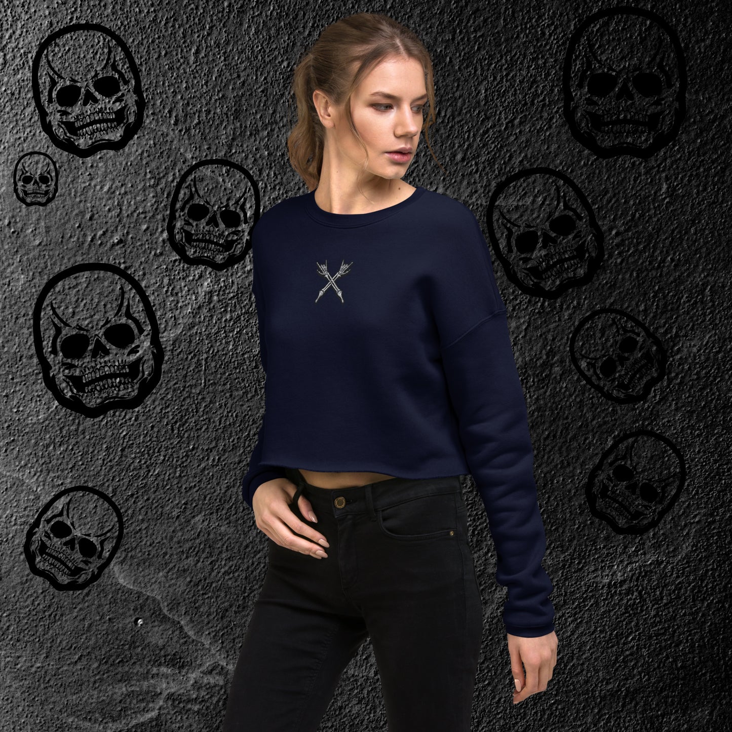 Women's Embroidered Cropped Sweatshirt X