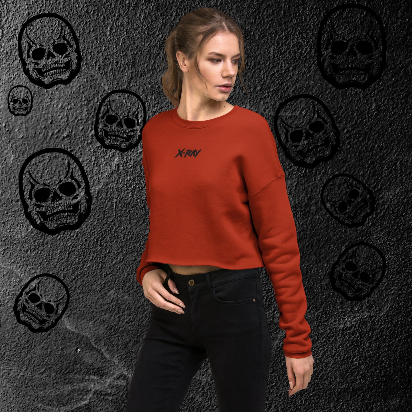 Women's Embroidered Cropped Sweatshirt