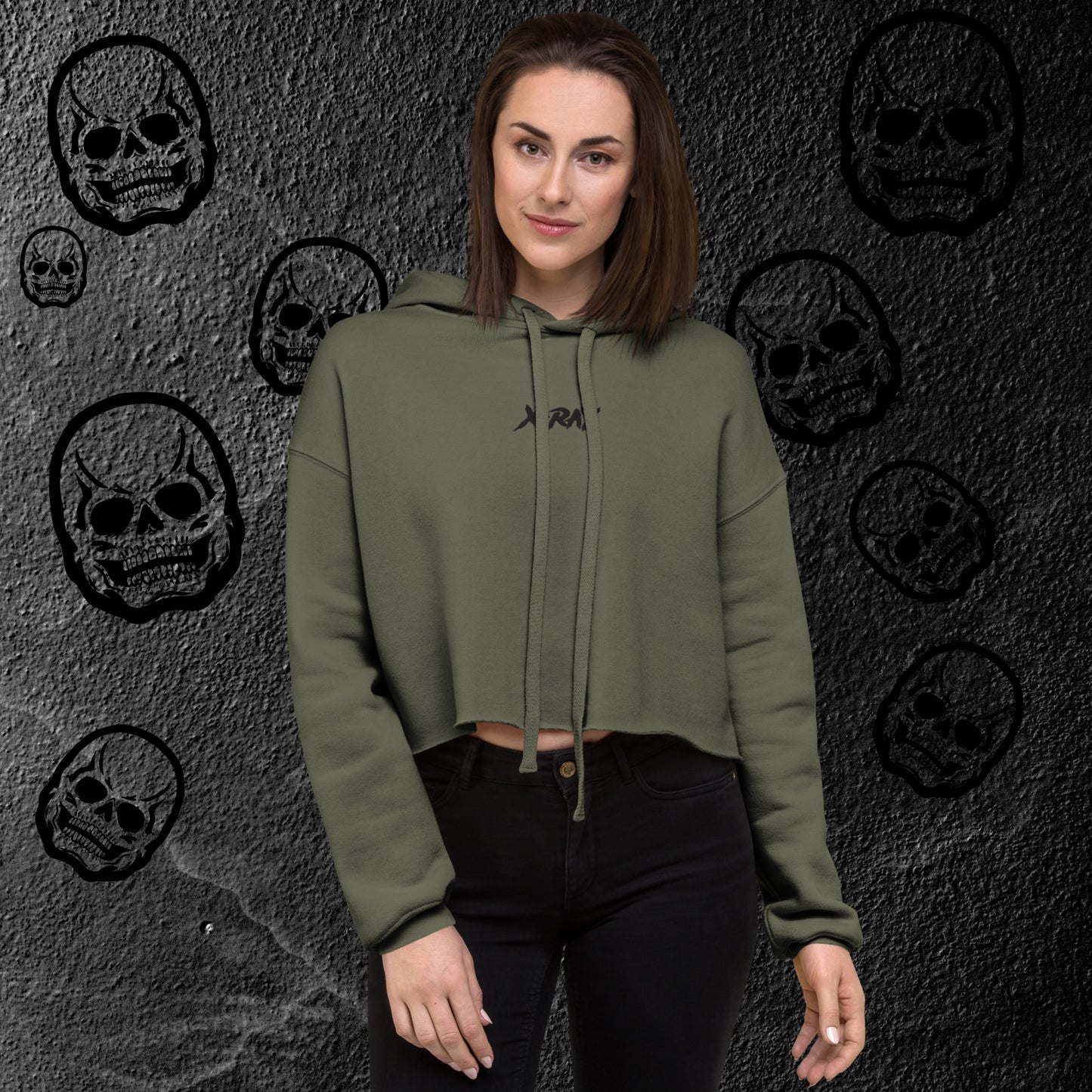 Women's Embroidered Raw Cropped Hoodie